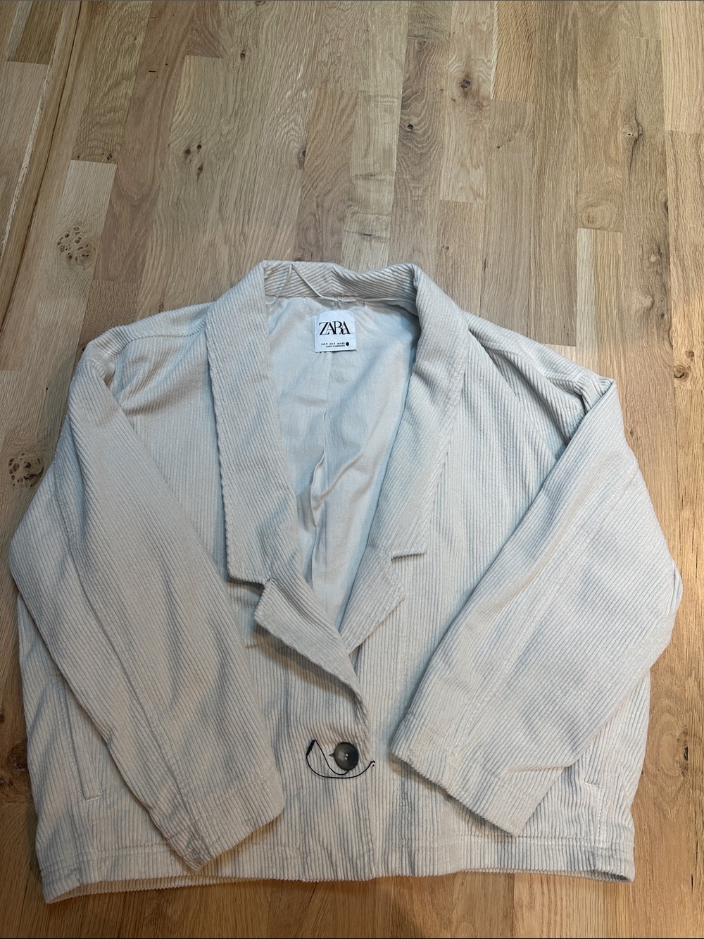 ZARA Light Cream Corduroy Oversized Blazer Jacket